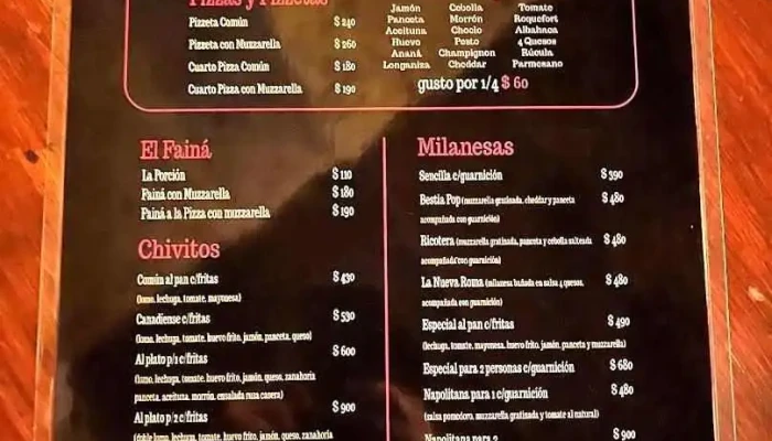 Pizzeria El Tano Menu