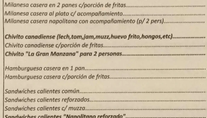 Pizzeria La Gran Manzana:  Menu