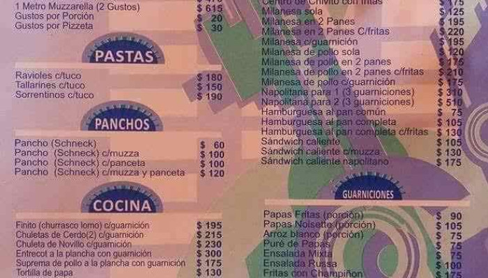 Pizzeria La Piedra Menu