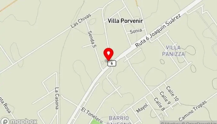 mapa de Pizzería La Rosada Restaurante en Villa Porvenir