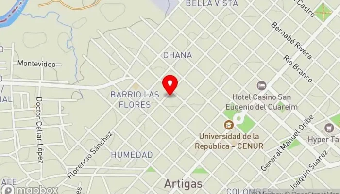 mapa de Pizzeria Las Flores Restaurante en Artigas