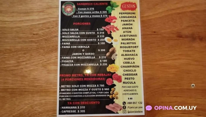 Pizzeria Las Luces Menu