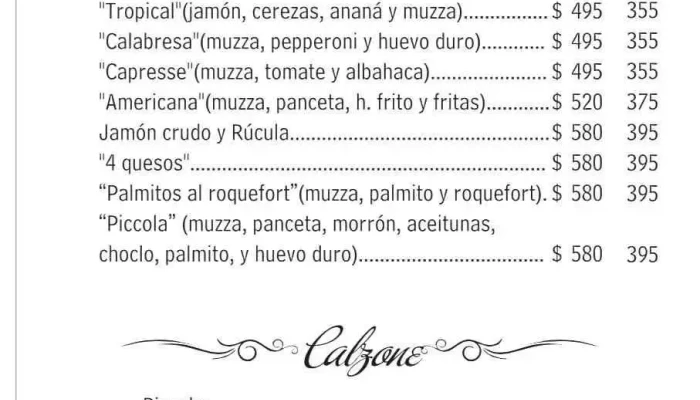 Pizzeria Piccola Salto:  Menu - Restaurante