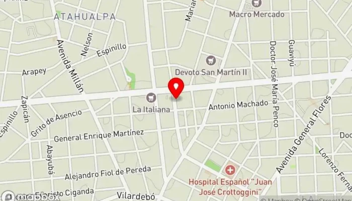 mapa de Pizzeria Reducto Restaurante en Montevideo