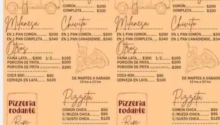 Pizzeria Rodante:  Menu