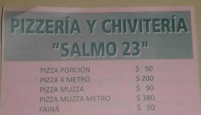 Pizzeria Salmo 23:  Menu