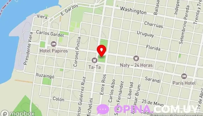 mapa de Plaza Artigas Parque, Atracción turística en Paysandú