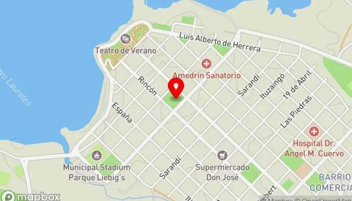 mapa de Plaza Constitución Parque, Atracción turística en Fray Bentos