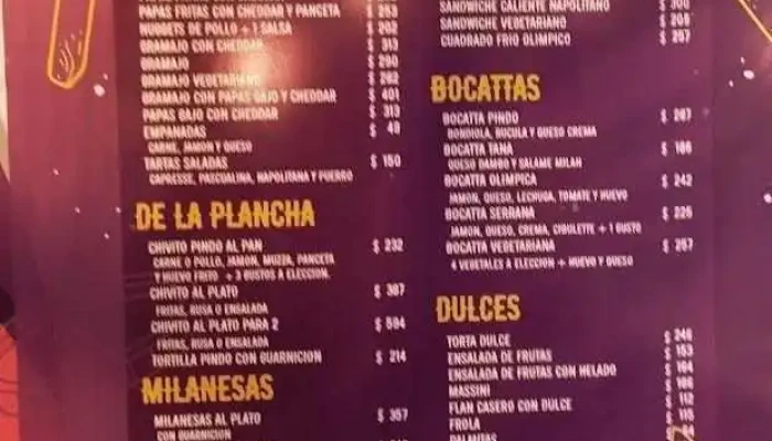 Plaza Pindo Menu