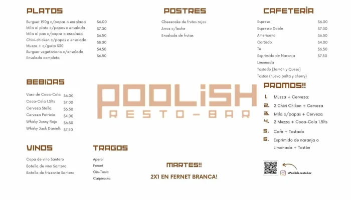 Poolish Resto Bar:  Menu - Pub restaurante