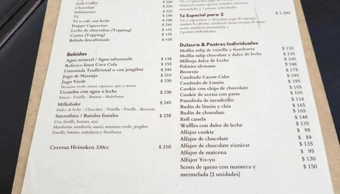 Porto Vanila Caffe Menu