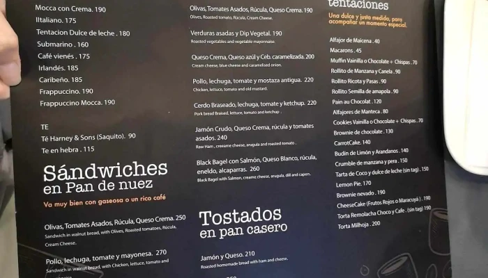 Potts:  Menu - Restaurante