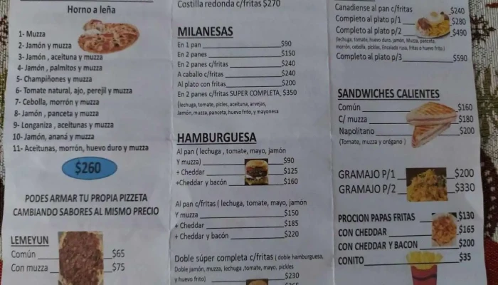 Pronsabor:  Menu - Restaurante de comida rápida