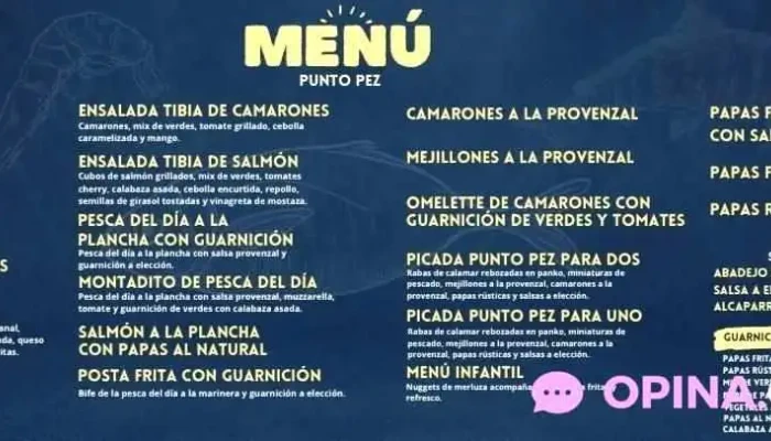 Punto Pez:  Menu