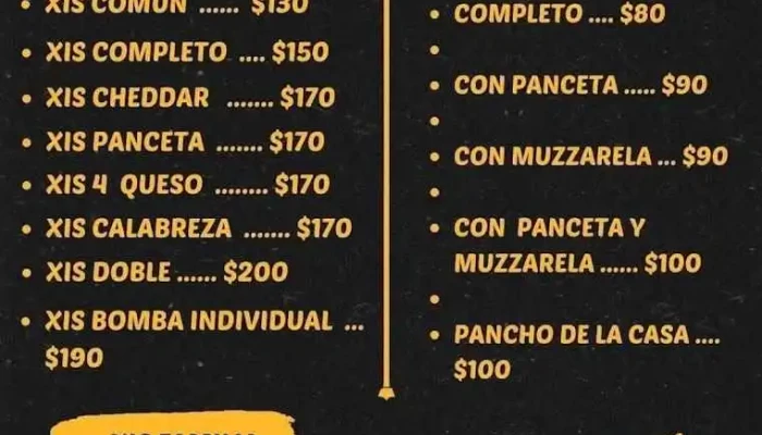 Punto Xis:  Menu