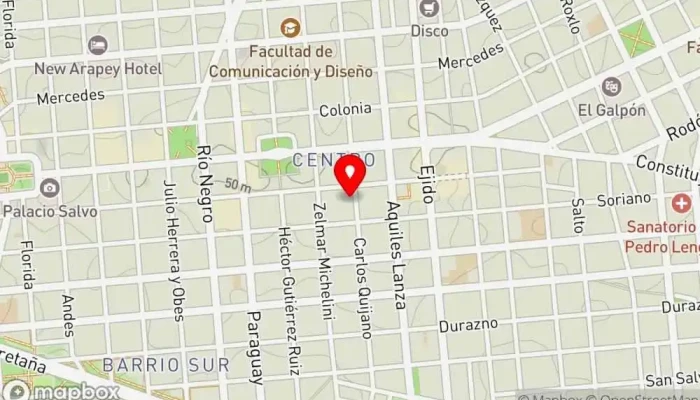 mapa de Quijano Hotel - Aparts & Suites Hotel, Cafetería, Agencia de alquiler de oficinas ejecutivas, Salón para eventos en Montevideo