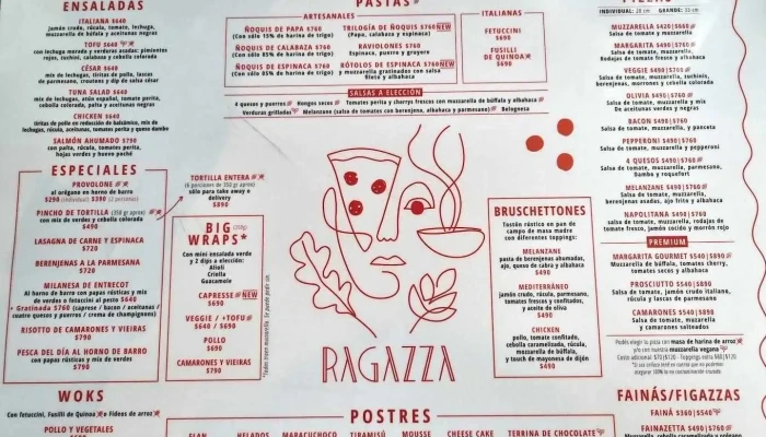 Ragazza -  Menu - Restaurante