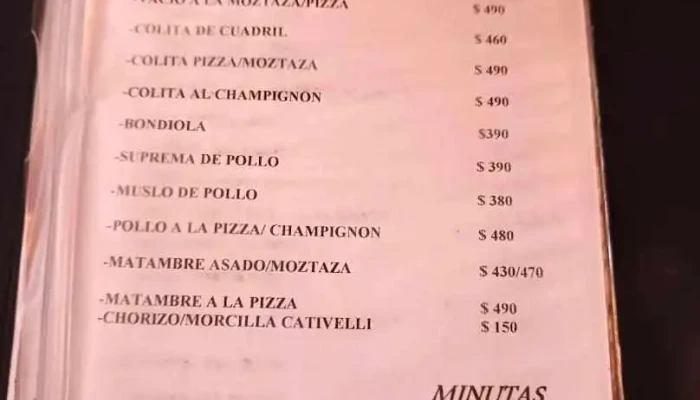 Rancho El Reencuentro:  Menu