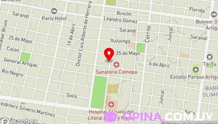 mapa de Residencia Estudiantil Los Horneros Residencia de estudiantes en Paysandú