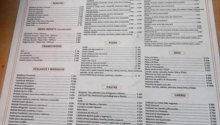 Restaurant Yoyo:  Menu