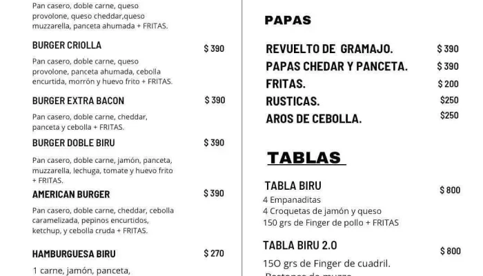 Restaurante Biru:  Menu