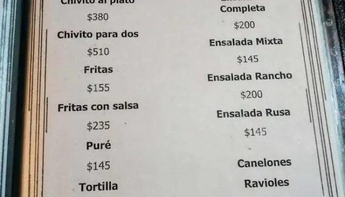 Restaurante El Rancho:  Menu