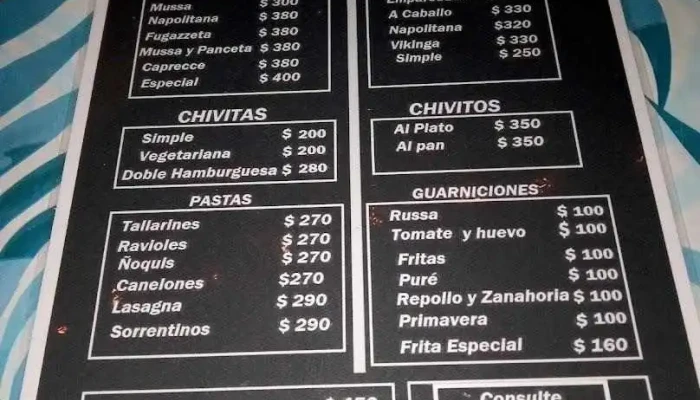 Restaurante El Sausal:  Menu