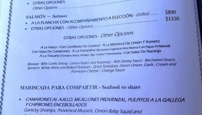 Restaurante El Tonel:  Menu