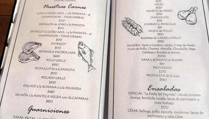 Restaurante La Posta Del Dayman:  Menu - Restaurante