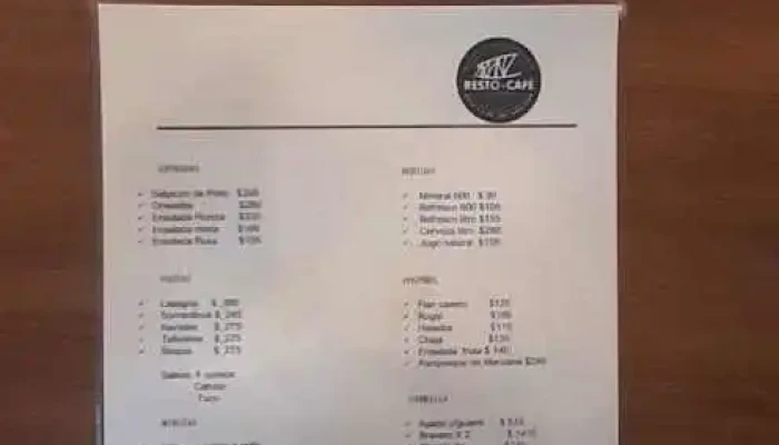 Resto Cafe Florida:  Menu