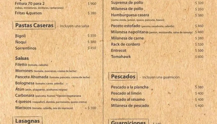 Restopub 70:  Menu - Restaurante