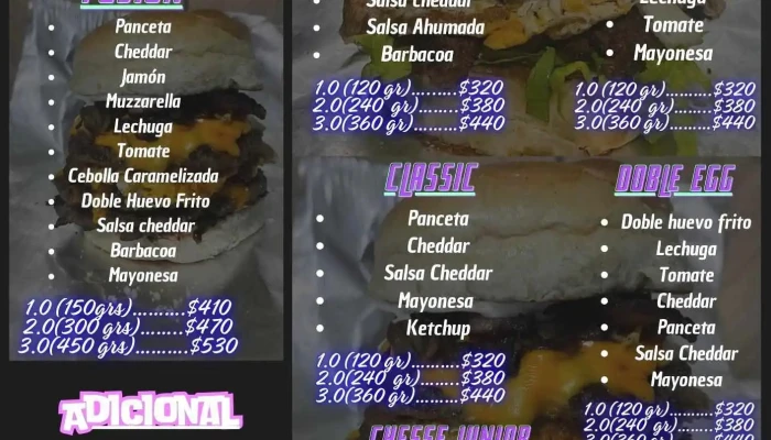 Ricas Burguer Menu - Hamburguesería