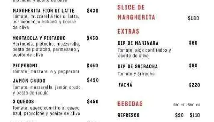 Rigor Pizza Carrasco -  Menu - Montevideo