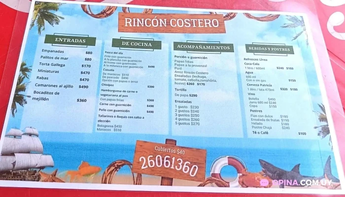 Rincon Costero Menu - Restaurante de comida rápida