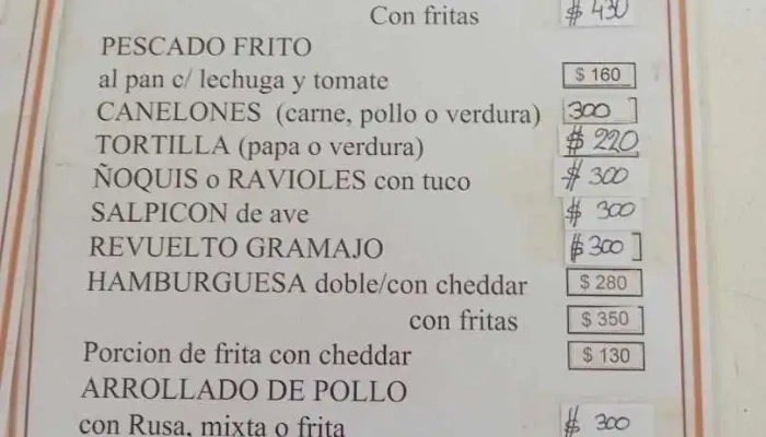 Rotiseria El Churrasco:  Menu