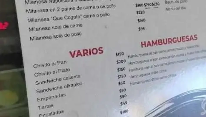 Rotiseria Que Cogote Menu