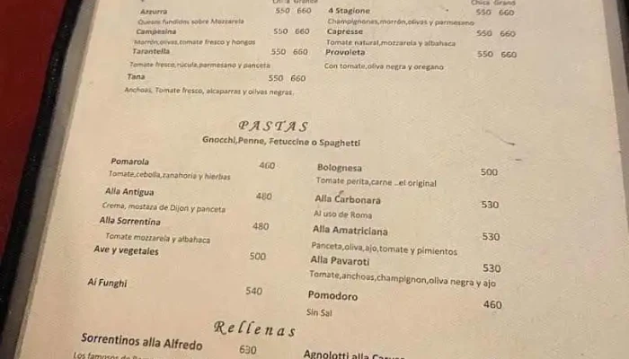 Ruffino -  Menu - Restaurante