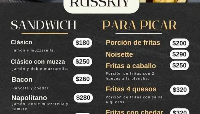 Russkiy Bar:  Menu - Restaurante