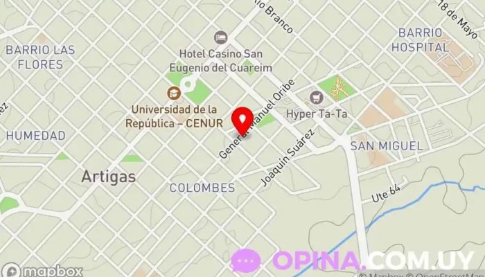mapa de SABELI Comercio, Tienda de golosinas, Copistería, Impresora de etiquetas personalizadas, Tienda general, Kiosco, Papelería en Artigas