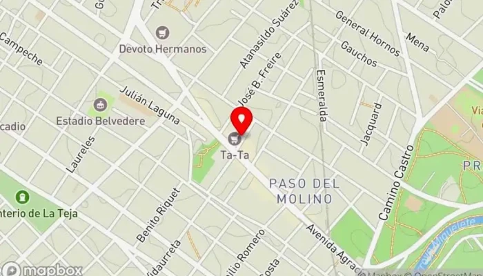 mapa de Sabores del Paso Restaurante, Panadería, Hamburguesería, Tienda naturista, Comida a domicilio, Pizzería, Restaurante vegetariano en Montevideo