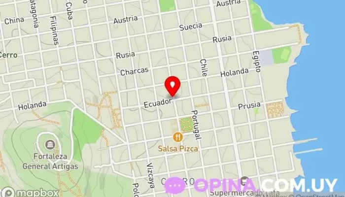 mapa de Salón Pinocho Juguetería, Tienda de cubertería, Tienda de material escolar, Papelería en Montevideo