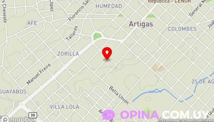 mapa de Sanatorio Comeri Clínica Artigas Hospital en Artigas