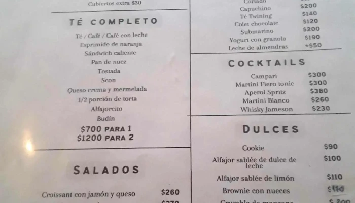 Santa Croce:  Menu - Cafetería