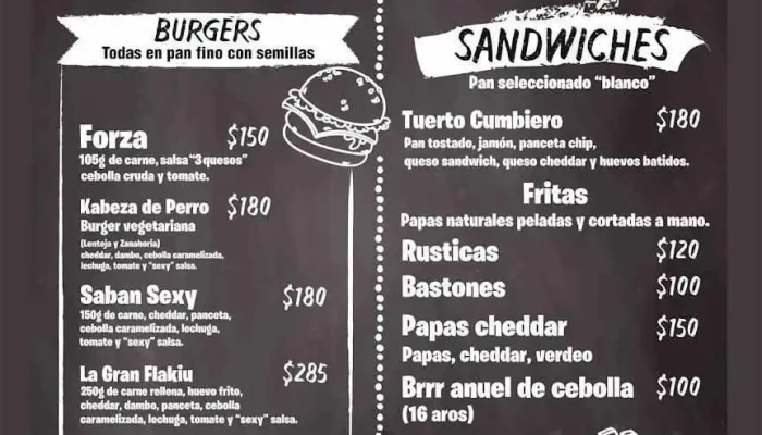 Sexy Burger:  Menu