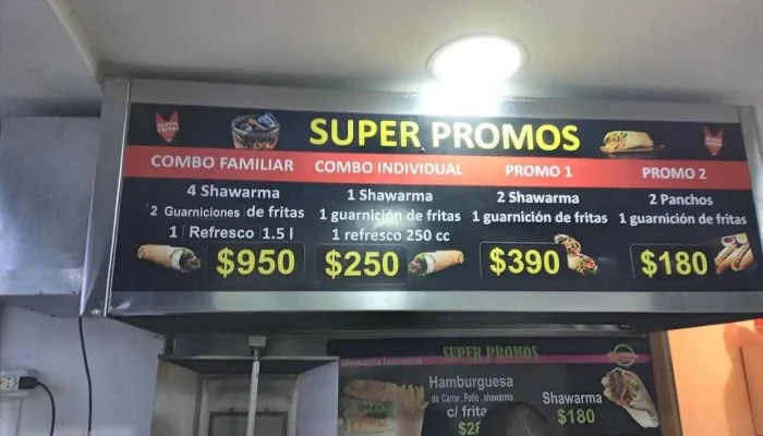 Shawarma Las Piedras:  Menu