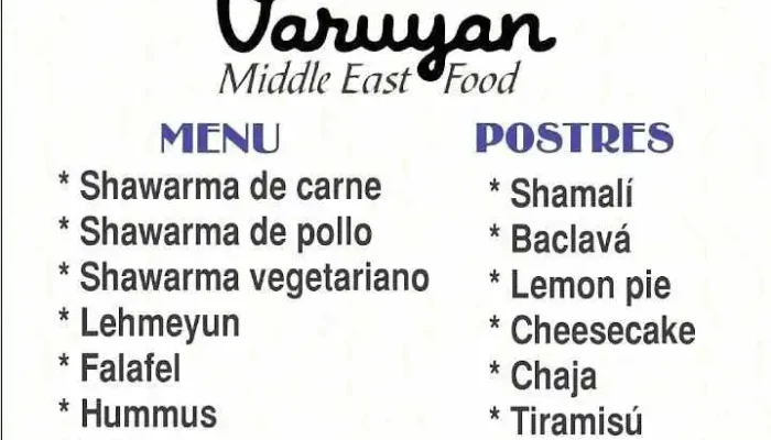 Shawarma Varuyan Middle Eats Food:  Menu - Restaurante