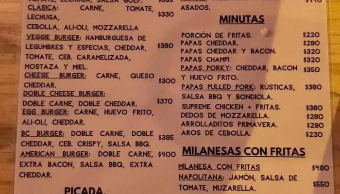 Si Pinta Pinta Menu - Montevideo