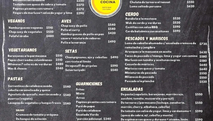 Soul Cocina Resto Bar Cultural:  Menu