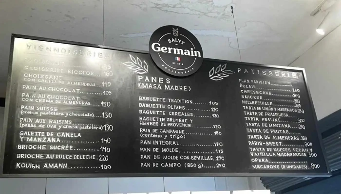 St Germain Boulangerie Menu