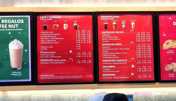 Starbucks:  Menu - Cafetería